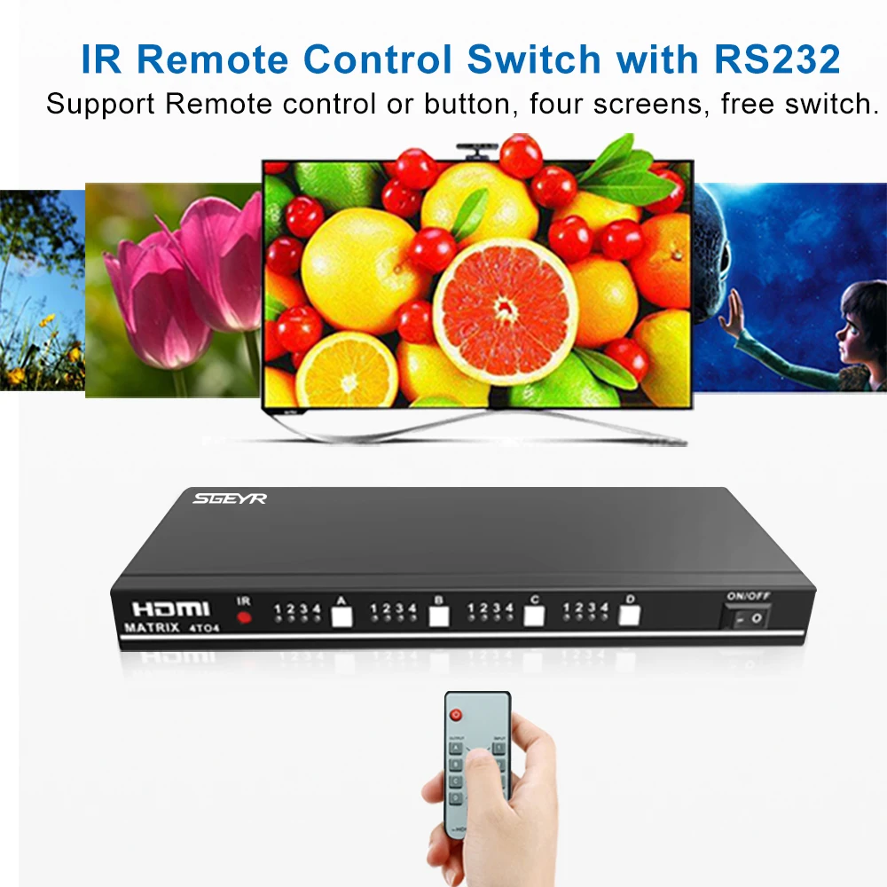 SGEYR HDMI матрица 4x4 переключатель сплиттер 4 входа выхода с ИК-пультом