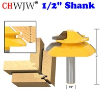 1pc large lock miter router bit 45 degree 1 stock 12 shank tenon cutter for woodworking tools chwjw 15122