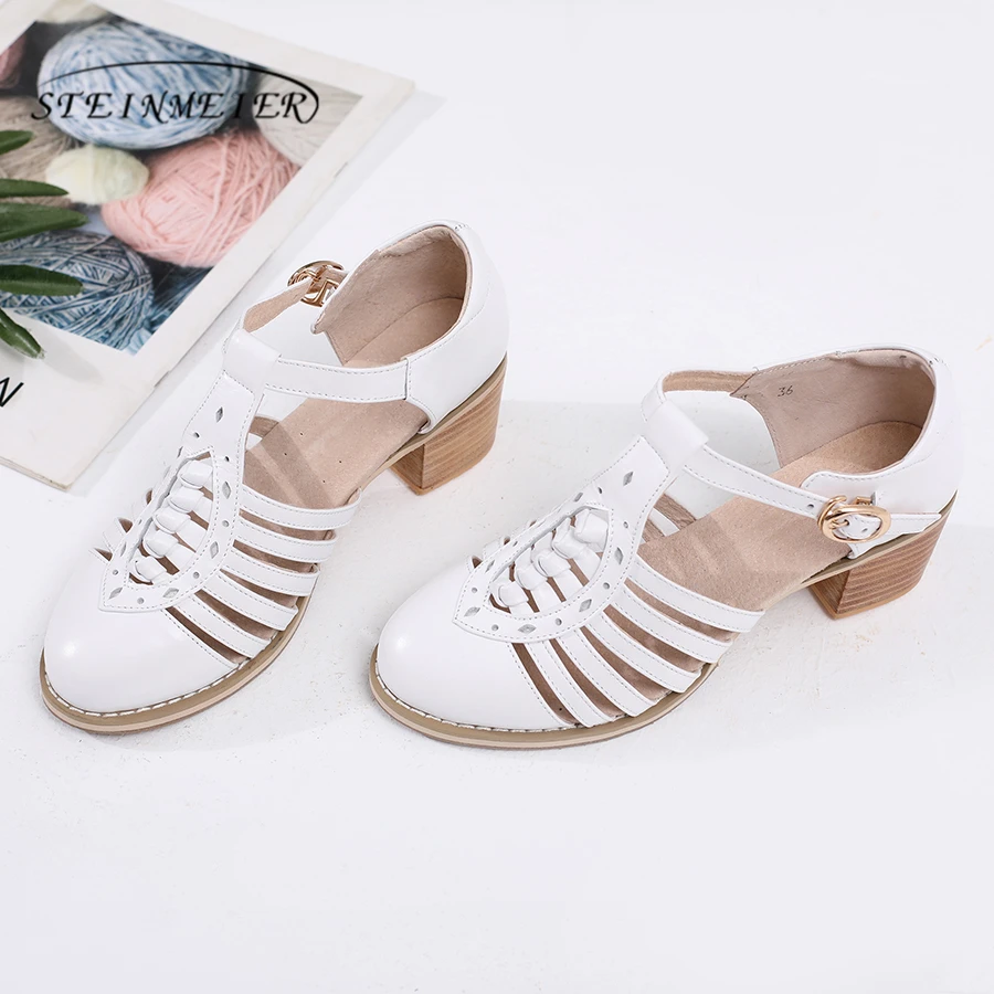 Сандалии из натуральной коровьей кожи Повседневная женская обувь Винтажные