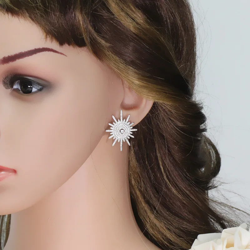 

Silver Color AAA Cubic Zirconia Stone Stud Earrings For Women