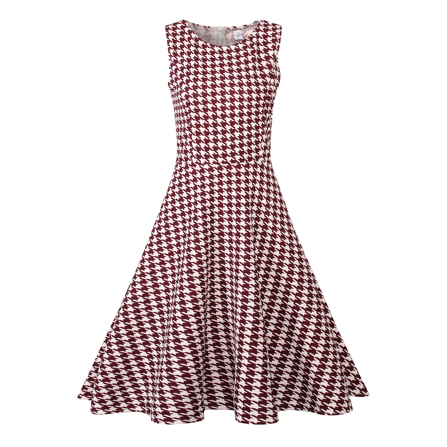 Винтажное летнее платье в стиле Хепберн с цветочным принтом гусиные лапки