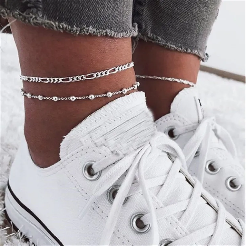 Цепочка на щиколотке с Луной кулон украшенный бусинами лето 2019 Модные Стильные