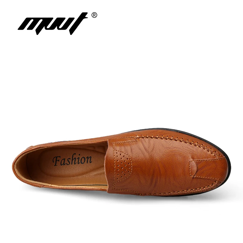 Мужские лоферы без застежки повседневные кожаные туфли на плоской подошве