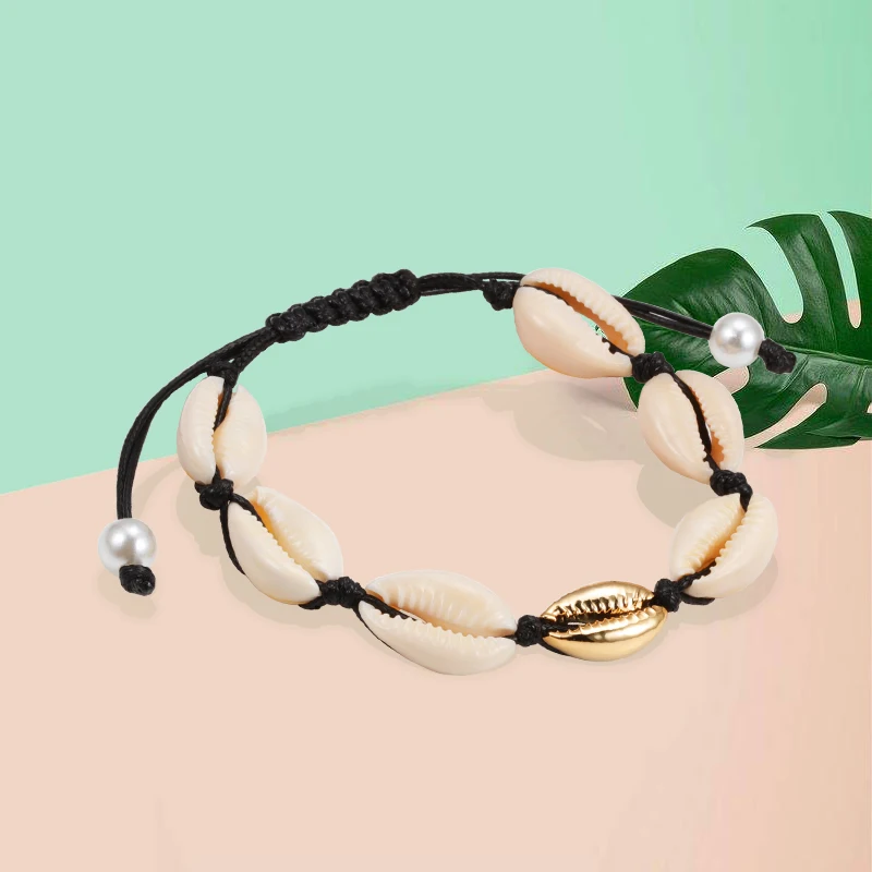 Женский браслет в виде раковины Boho из натуральной золотистого цвета ювелирное