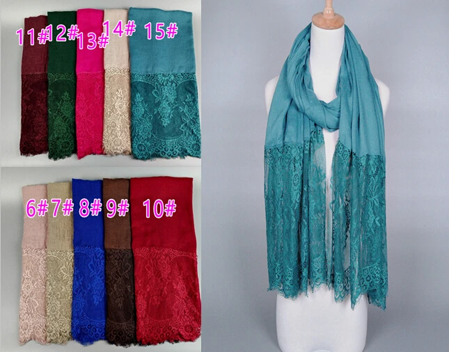 Высококачественные простые хлопковые кружевные длинные модные шали с цветочным