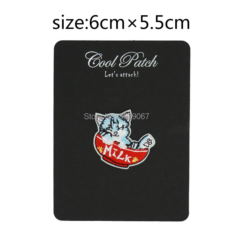 Котенка в молочная чашка Kawaii утюга на патчи полная Вышитая эмблема животные