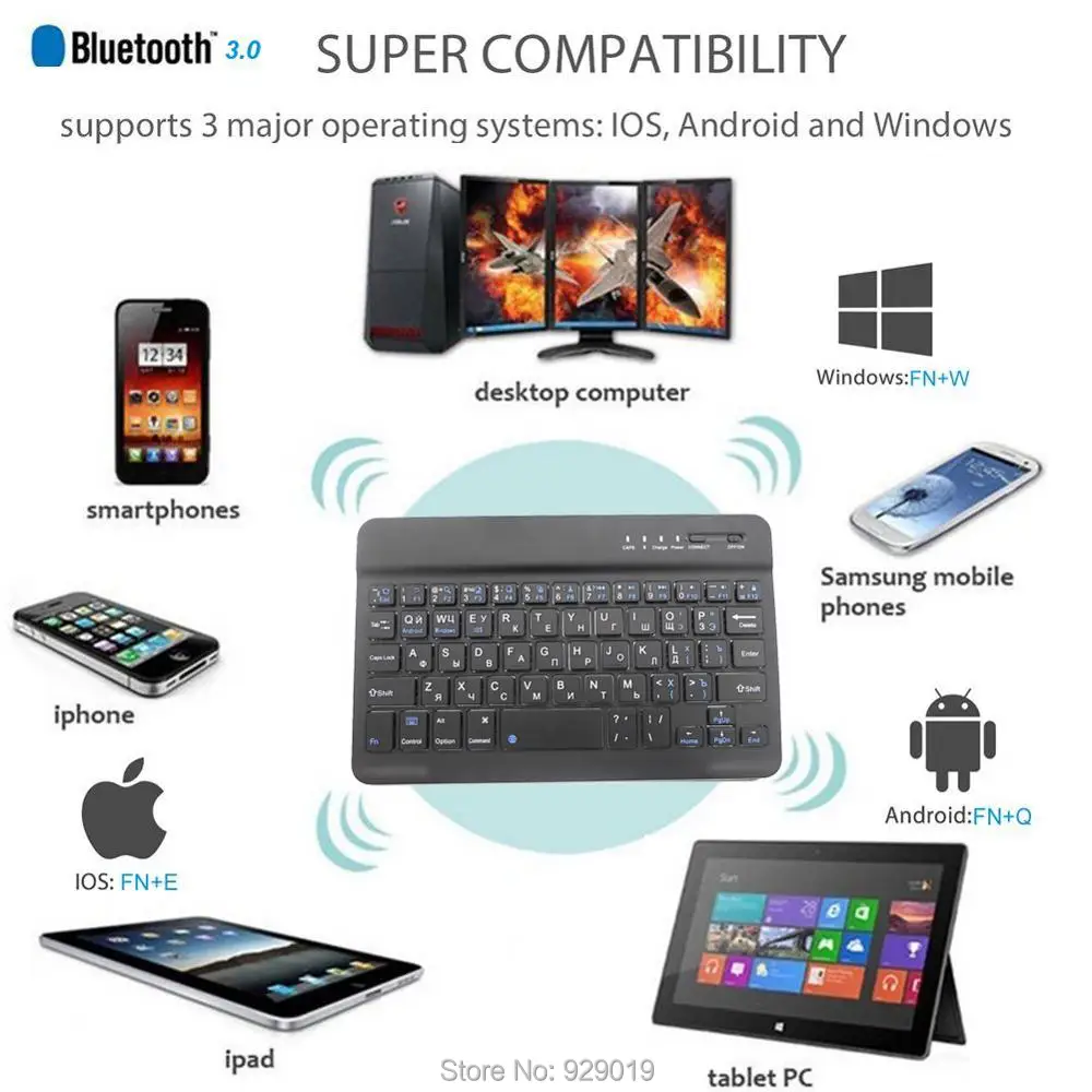 Russian Layout Wireless Keyboard for Huawei/Samsung/Alcatel/Archos/DEXP/Digma/Irbis/Oysters/Prestigio/Tesla 7 inch Tablet PC