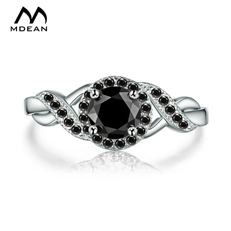Обручальные кольца MDEAN для женщин ювелирные изделия цвета белого золота с черным