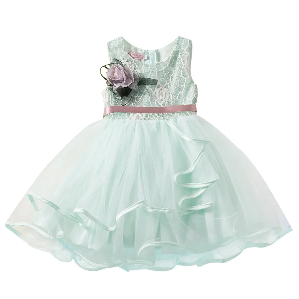 Кружевное Сетчатое платье принцессы без рукавов с цветочным рисунком для