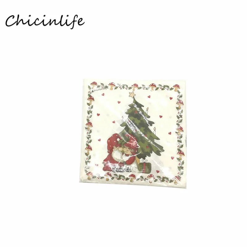 Chicinlife 20 шт./лот Рождественская елка Санта Клаус бумажная салфетка декупаж
