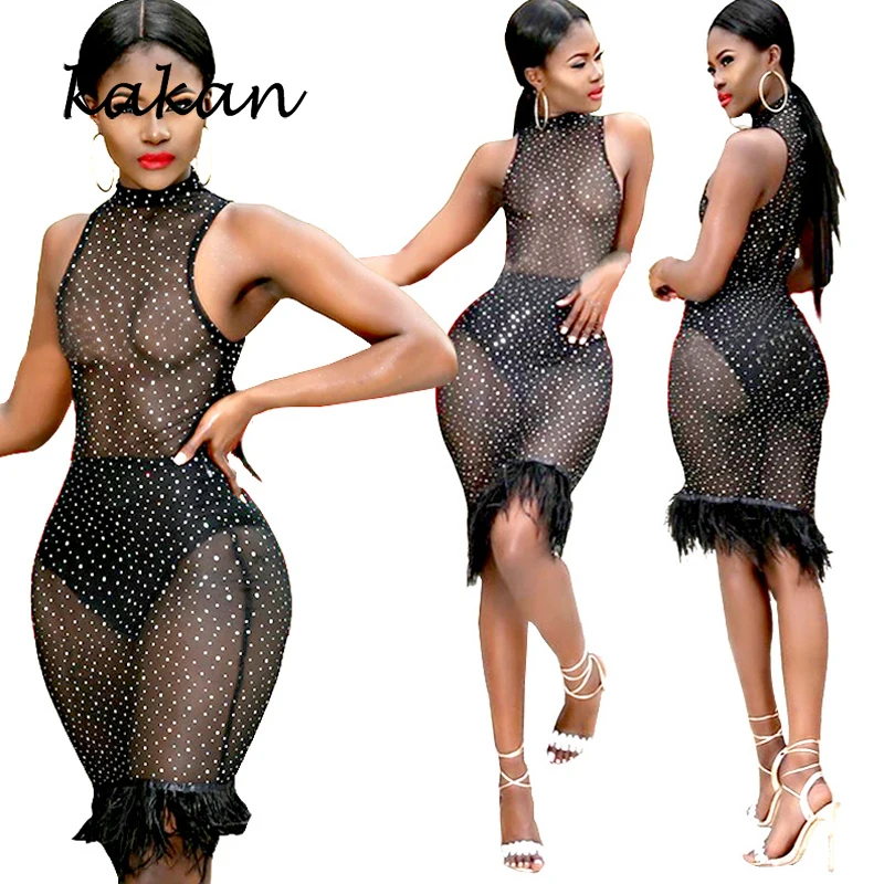 Kakan Новое Женское платье с горячей штамповкой сексуальное Сетчатое прозрачное