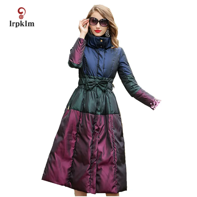 2017 New Fashion Women Winter Long Down Jackets Stand Collar Female Warm Duck Coat Slim Waist Black PQ071 | Женская одежда