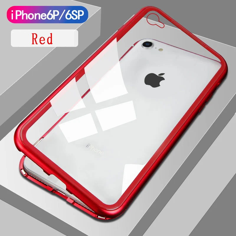 Luxury Brand Magnetic Metal 360 Degree Magnet Glass Couple Phone Case For iPhone 6 6S 7 8 Plus X 10 XS XR MAX Back Cover Coque |