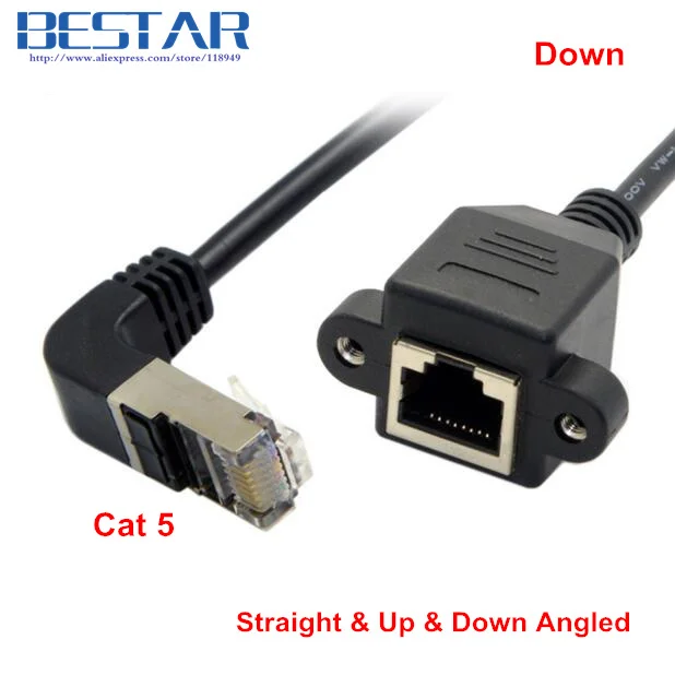 Вверх вниз угловой RJ45 Cat5 8P8C FTP STP UTP Cat 5e мужчин и женщин Панель Крепление LAN Ethernet