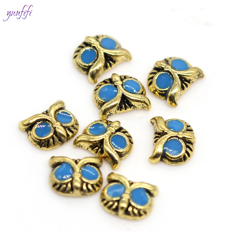 10 шт Сова металлическая Золотая основа Серебряная Звезда лист цветочный узор для