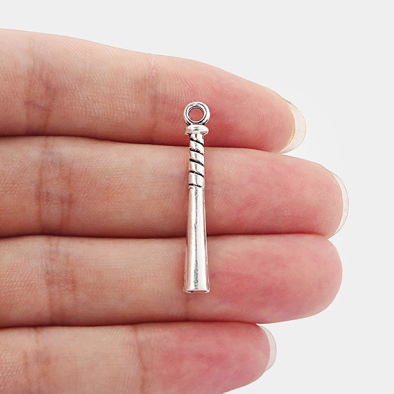 15 шт античные серебряные 3D бейсбольные/Софтбол Летучая мышь Очаровательные