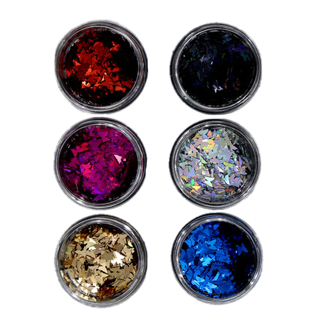 Новинка 12 коробок/набор Микс Цветов дизайн ногтей форма бабочки 3D лазерный блеск