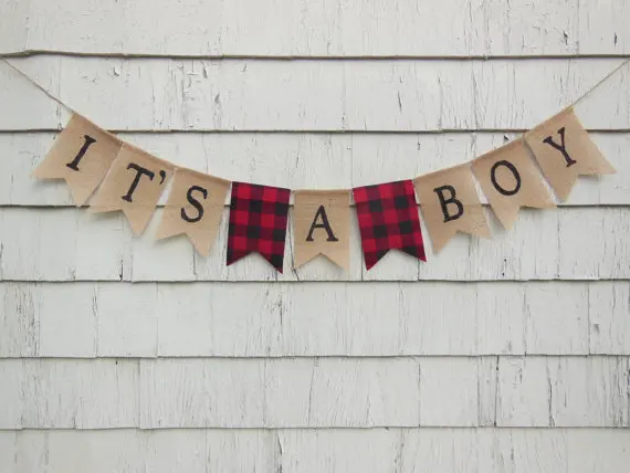 Сделанные на заказ баннеры it is a boy Lumberjack для дня рождения в лесу детская комната
