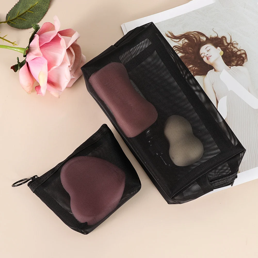 1PC Women Men Neceser Cosmetic Bag Black Transparent Travel Fashion Small Large Black Toiletry Makeup Organizer Bags Case Pouch