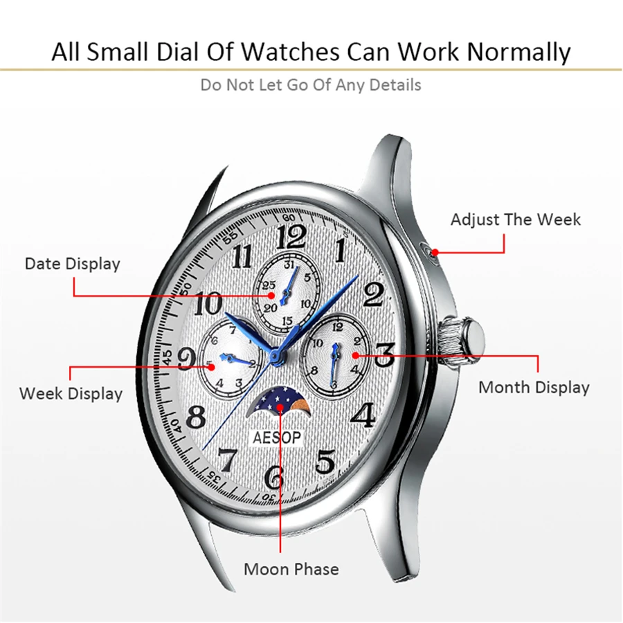 Часы наручные AESOP Мужские кварцевые роскошные деловые повседневные модные