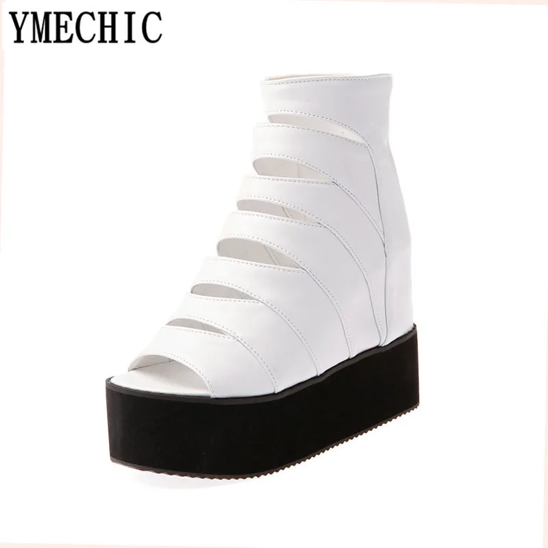 Женские босоножки гладиаторы YMECHIC белые желтые черные на платформе женские