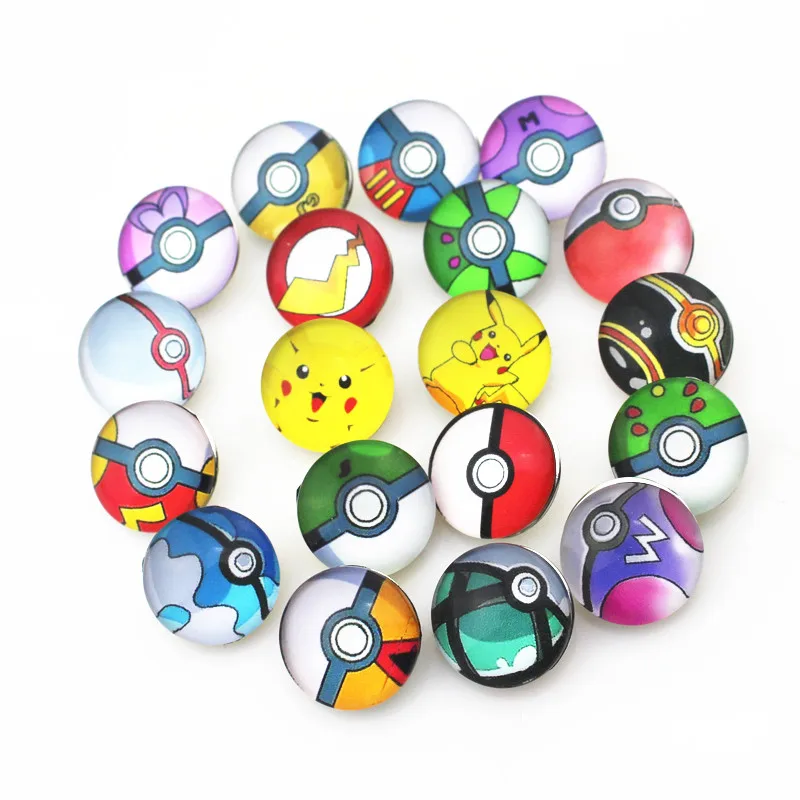 Микс 12 шт 18 мм Pokemon Poke ball талисманы на кнопках подходит для браслета с