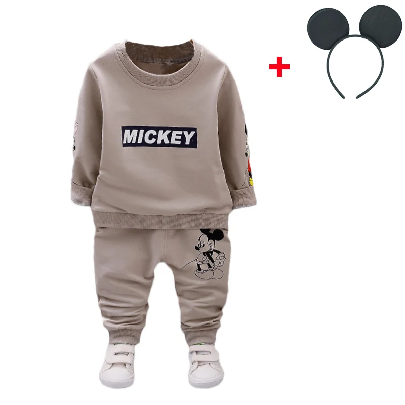 Disney Минни Микки Замороженные Рождество для маленьких девочек и мальчиков комплект одежды с длинным рукавом маленький узор Топ Брюки новорожденн - Цвет: Set And Accessories