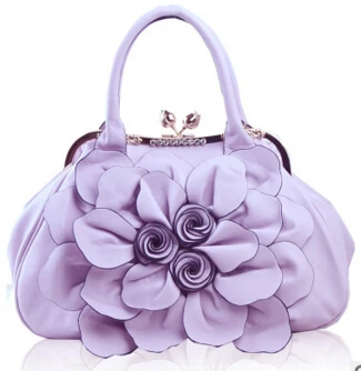 light purple handbag Летающие птицы дизайнерские женские сумки 3D цветок высокое качество кожаная сумка женская большая сумка на плечо сумки-мессенджеры LM3515fb - Цвет: light purple handbag