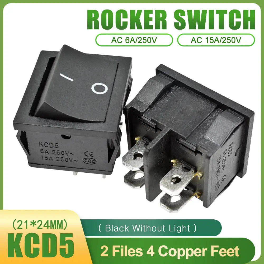 ON-OFF 4 Pin 5 шт. KCD5 защелкивающийся клавишный переключатель 4 Pin 6 Pin ВКЛ-ВЫКЛ-вкл 2 позиции 3 положения 6A 250 В лодка Кнопка питания переключатель с светом - Цвет: ON-OFF 4 Pin