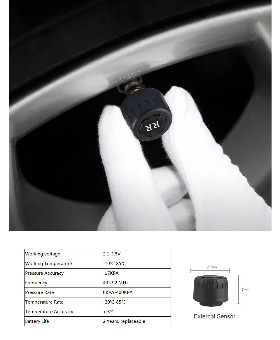 Ownice Android 8,1 USB TPMS сигнализация для контроля давления в шинах с 4 внешними/внутренними датчиками для автомобилей Радио транспортных средств