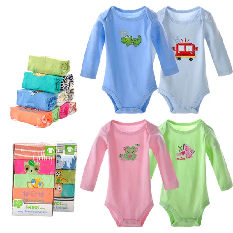 5 шт./лот Детский комбинезон с длинными рукавами хлопковые детские боди рисунком