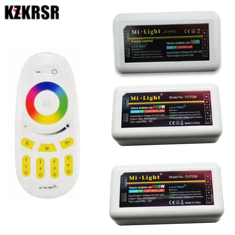 Ми свет RF Беспроводной 2,4 г 4-Zone RGB сенсорный тон удаленной Управление для лампы светодиодные полосы Wi-Fi затемнения RGBW RGBWW Управление;