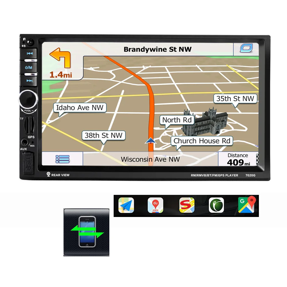 Г 7020 г Универсальный 2 Din Авто Радио мультимедийный плеер + gps навигации 7 ''hd