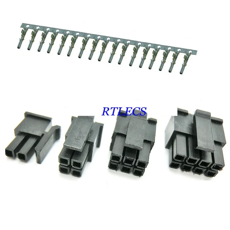 2 шт. Micro-Fit 3,0 мм разъем с двумя рядами мужской Корпус 2x1 2Pin 4681012 14, 16, 18, 20, 22, 24 Pin на мини-разъем «мама»