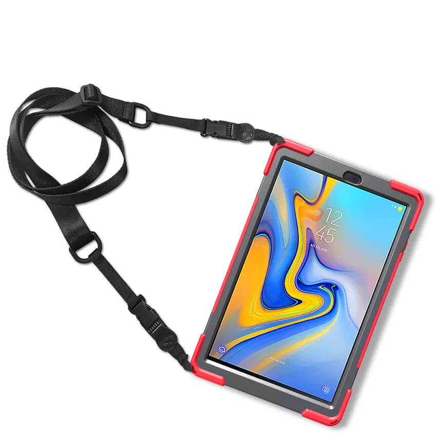 Чехол для samsung Galaxy Tab A A2 10," T590 T595 T597 планшет для детей, безопасный противоударный защитный Твердый чехол+ ремешок на руку и шейный ремень