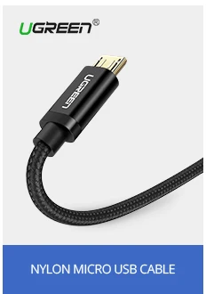 Ugreen 2.4A Micro USB-USB кабель для быстрой зарядки USB кабель для передачи данных для Xiaomi samsung huawei Tablet Android Micro USB шнур зарядного устройства