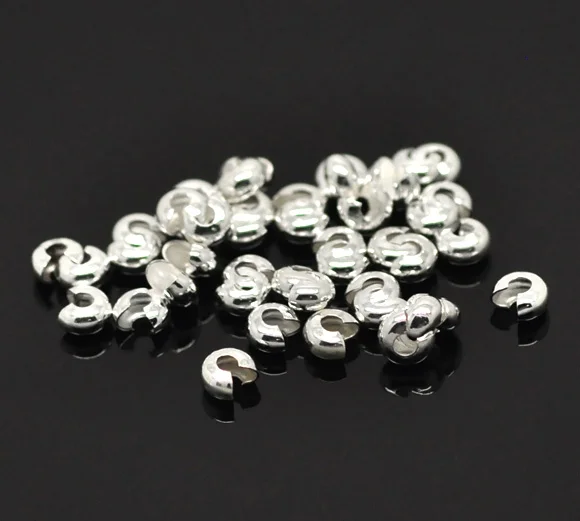 DoreenBeads 200 шт. Обжимные бусины серебристого цвета 5 мм x 4 (2/8 дюйма 1/8 дюйма) (B03073)|crimp