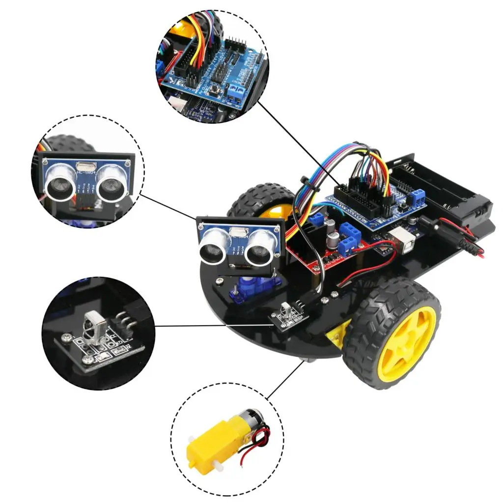 Комплект шасси Smart Robot Car 2WD с обучающим руководством для Arduino|Демонстрационные