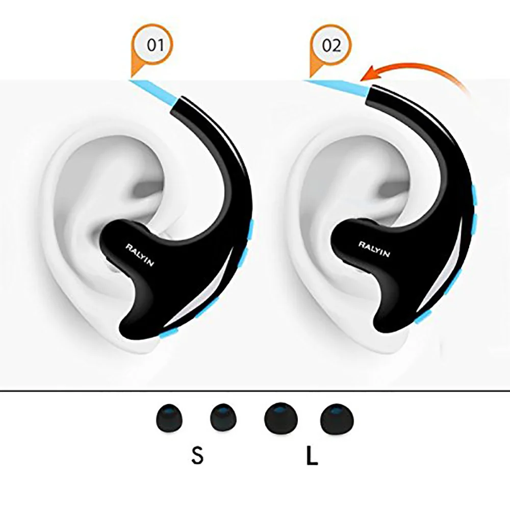RALYIN портативный Mp3 музыкальный плеер Спортивные Беспроводные наушники Bluetooth наушники Встроенный 8 Гб памяти гарнитура для бега тренажерный зал