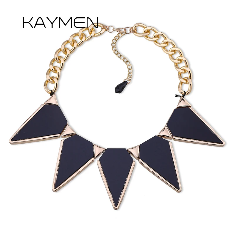 Kaymen Дизайн Ювелирных Изделий Треугольник Смолы Позолоченный Заявление Ожерелье