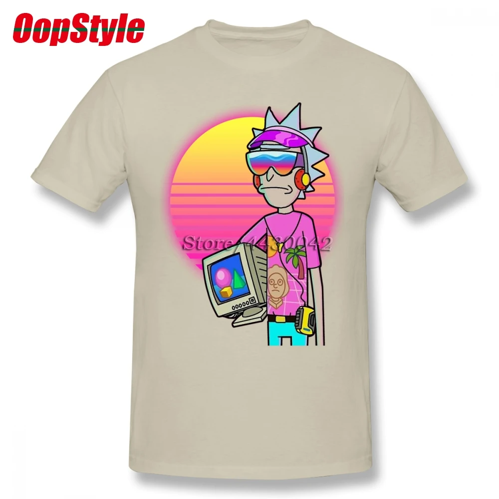 Мужская футболка с коротким рукавом Vaporwave Rick хлопковая Футболка большого размера