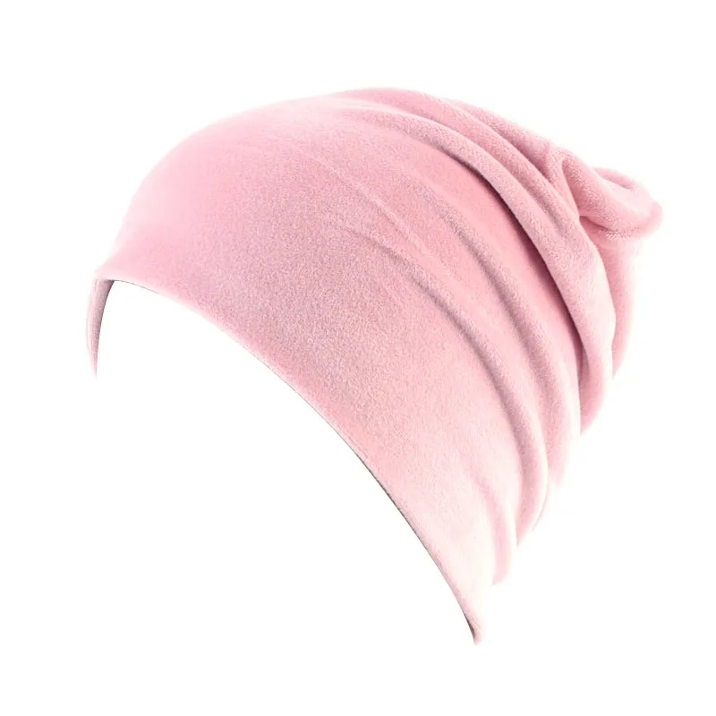 Pink Женская велюровая шапка бини, повседневная, полиэстер, Skullies Beanies, для женщин, зимняя, бархатная, плотная, Балаклава, капот, Sapka GS034C-1 - Цвет: Pink