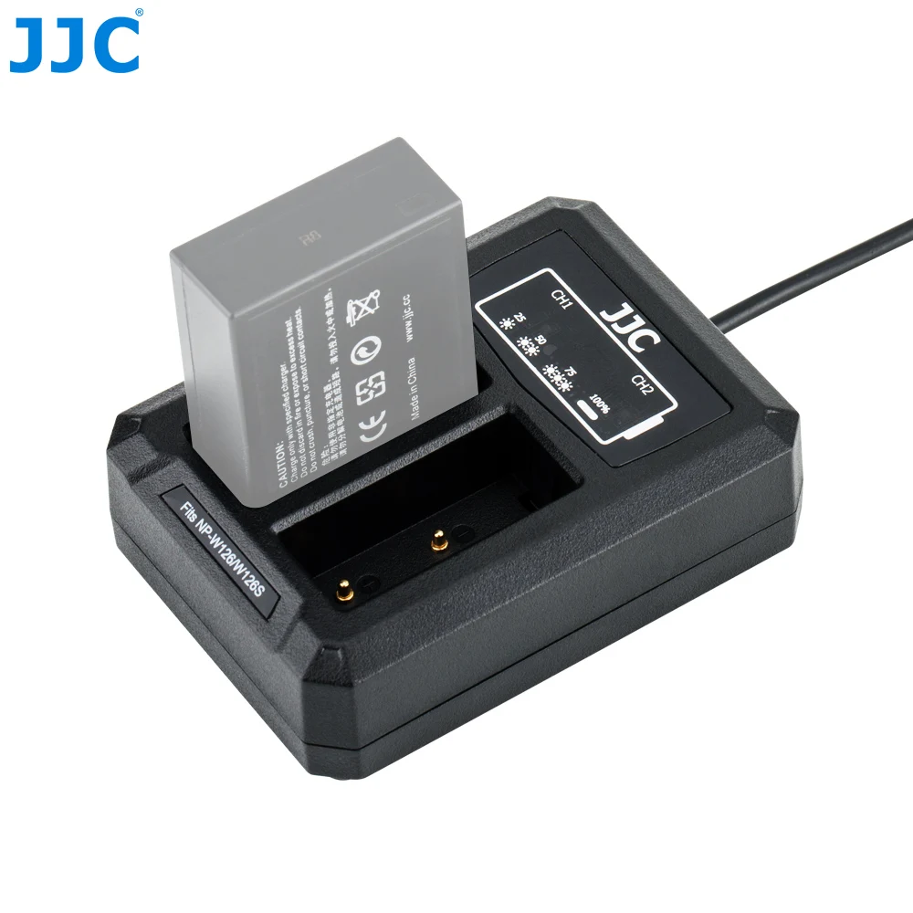 JJC USB Dual Батарея Зарядное устройство для цифровой фотокамеры Fuji Fujifilm NP-W126 NP-W126S XT3 X100F X-Pro2 X-Pro1 XT2 XT1 XT30 XT20 XT10 заменяет BC-W126