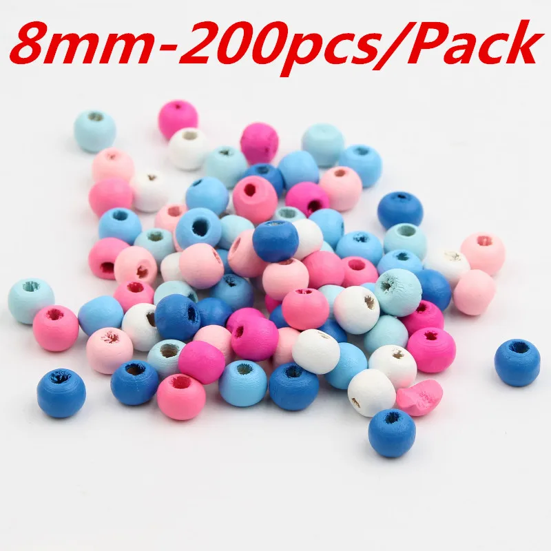8mm Round Beads Мульти-шаблон деревянный бисер смешанный цвет деревянные бусины для самостоятельного изготовления ювелирных изделий Baby betis balompie соска клип леденец - Цвет: 8mm Round Beads