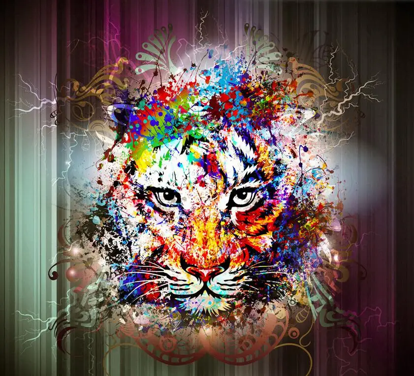 Пользовательские детские обои художественный тигр Мультяшные фрески для