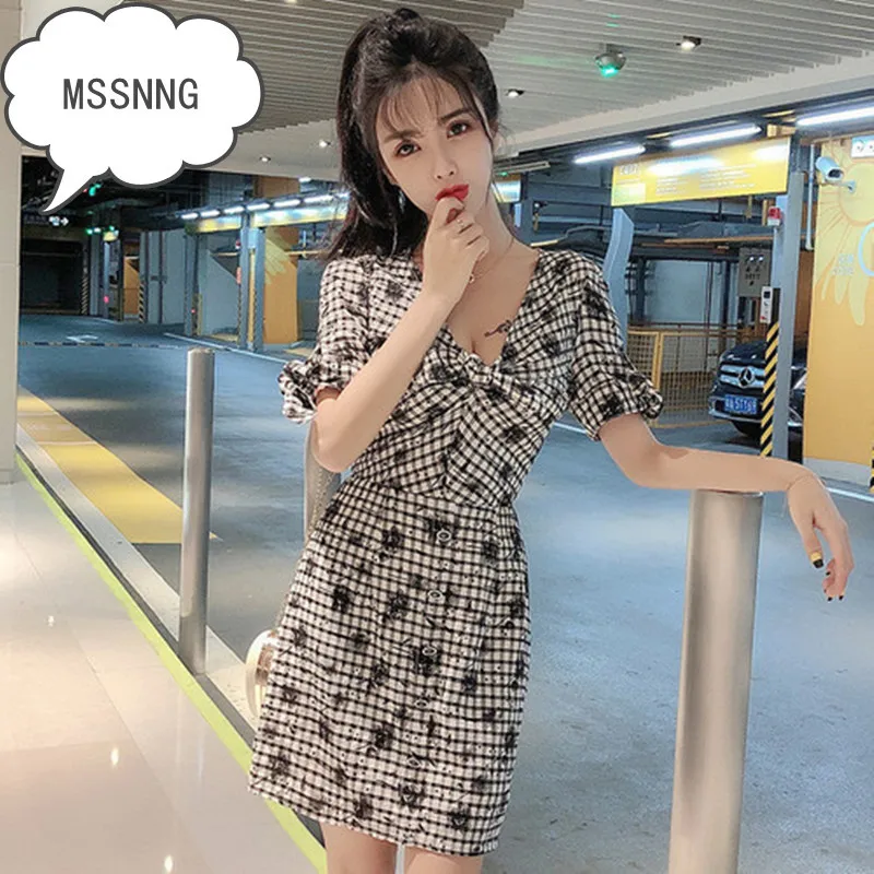 MSSNNG сексуальное черное платье Маленькая свежая Мода Темперамент Лето 2019 Новое