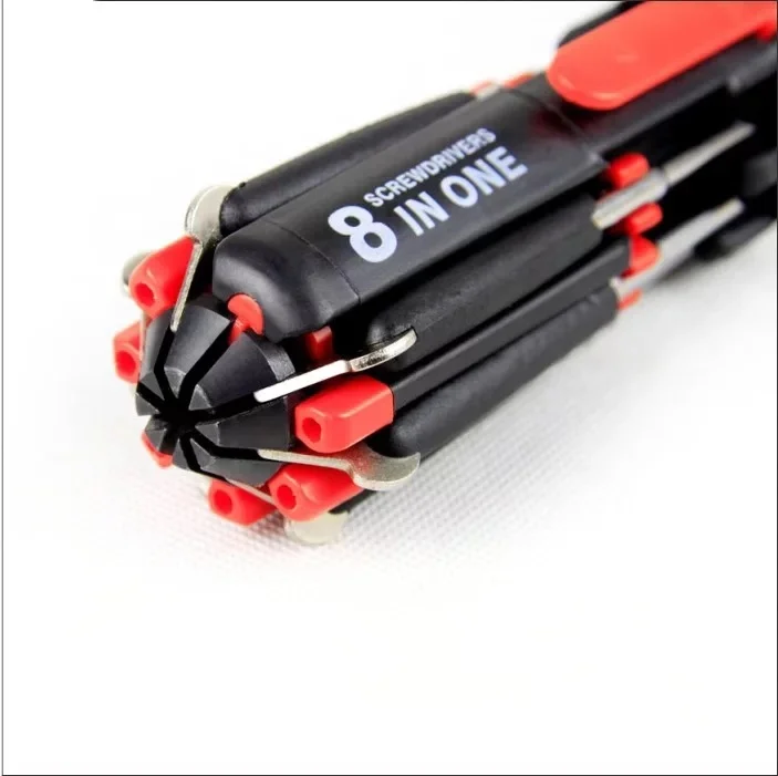 Multi-Screwdriver Torch 8 In One Screwdriver With LED Hand Tools slotted Phillips screwdriver Screw Knife Multi-function Repair |