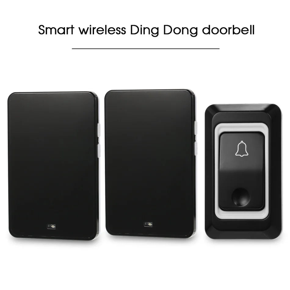 KIT 2 Беспроводной AC дверной звонок с кнопкой Smart Ding Dong дверной звонок 28 аккорд мелодии дополнительно 3 уровня громкости регулируемый - Цвет: KIT 2