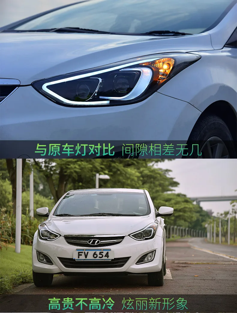 AKD автомобильный Стайлинг для 2012- фары для автомобиля Hyundai Elantra MD светодиодный фонарь DRL Q5 Bi Xenon объектив Высокий Низкий луч парковка противотуманная фара