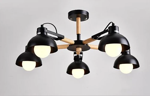Black 5 lights Современная люстра в скандинавском стиле с поворотом на 180 градусов E27 Светодиодный Люстра из кованого железа для кухни, гостиной, спальни, ресторана, отеля - Цвет корпуса: Black 5 lights